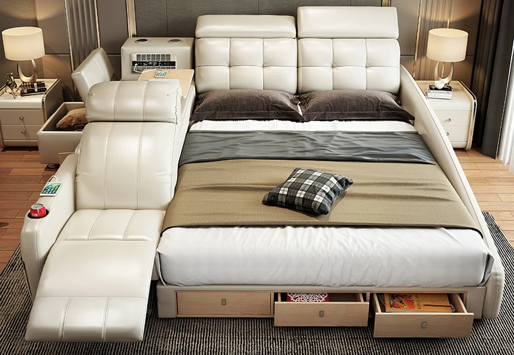 modern bed with storage massage functions multifunctional bed sets